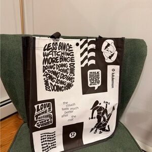 Lululemon Dark Brown and White Tote Bag